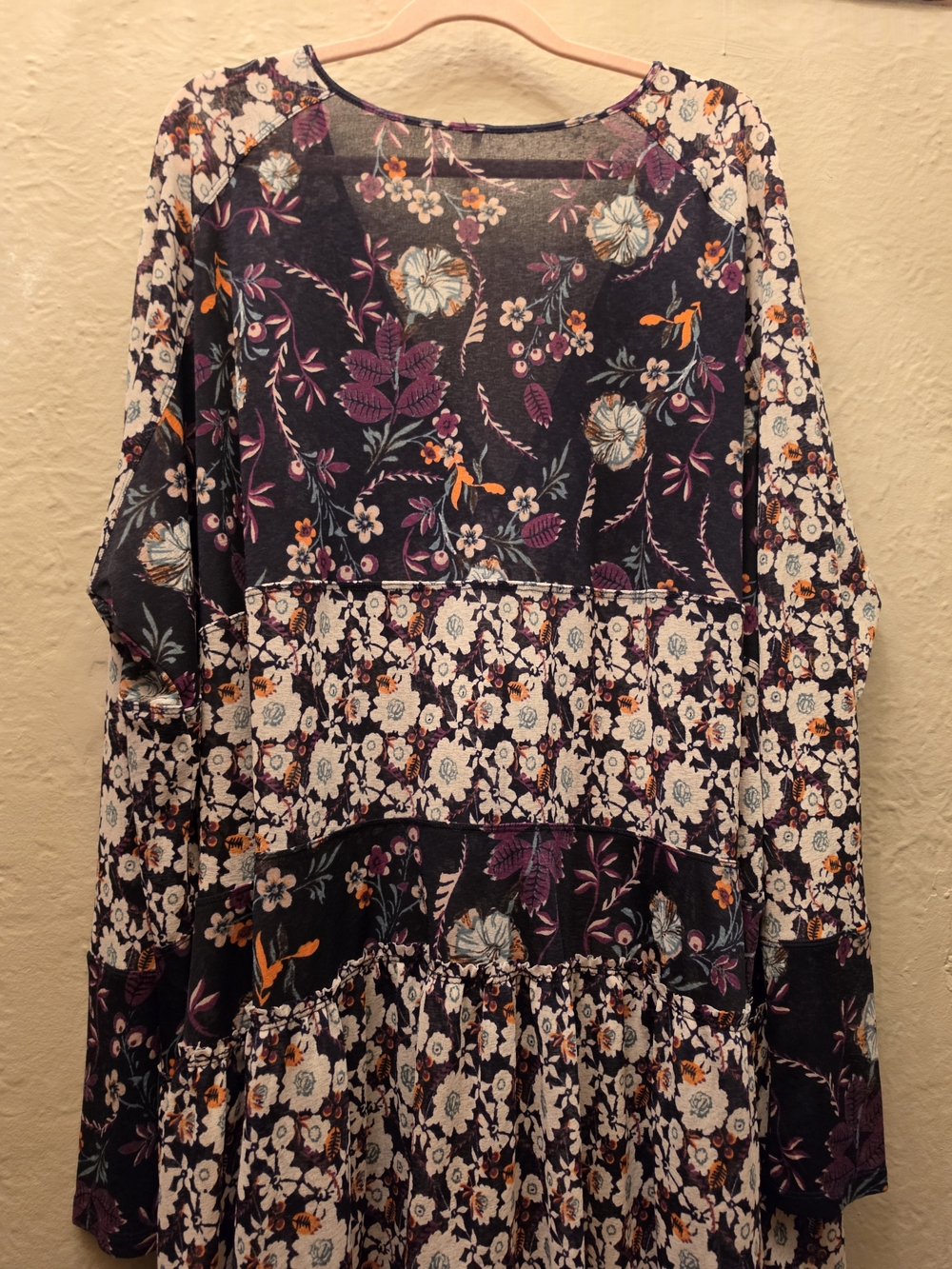 Free People Floral Patchwork Tiered Babydoll Tunic Dress Oversized Boho - Picture 5 of 9